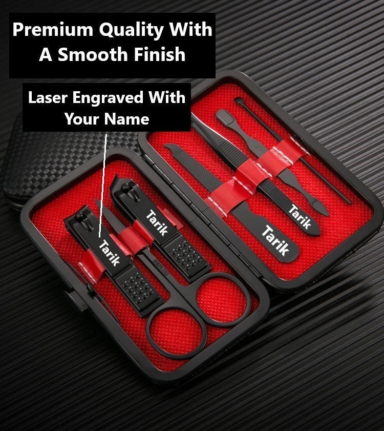 Personalized Manicure Set, Manicure Travel Set With Your Custom Engraved Name, Pedicure Gift Set With Nail Clipper for Men Women And Husband