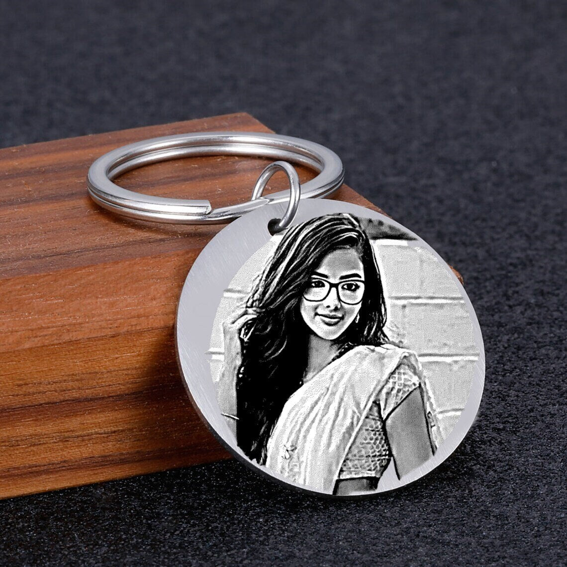 Personalized Keychain With Your Own Custom Engraved Picture, Unique Personalized Keyring Gift Engraved With Real Picture, Photo Keyring Gift