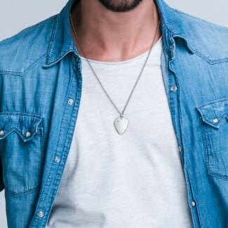Engraved Guitar Pick Necklace Pendant, Personalized Music Gift For Guitarist, Custom Guitar Plectrum Necklace Gift for Husband Dad Boyfriend