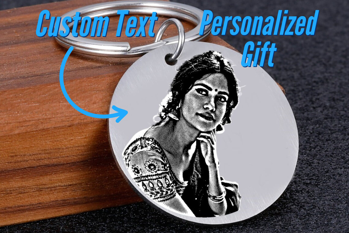 Personalized Keychain With Your Own Custom Engraved Picture, Unique Personalized Keyring Gift Engraved With Real Picture, Photo Keyring Gift