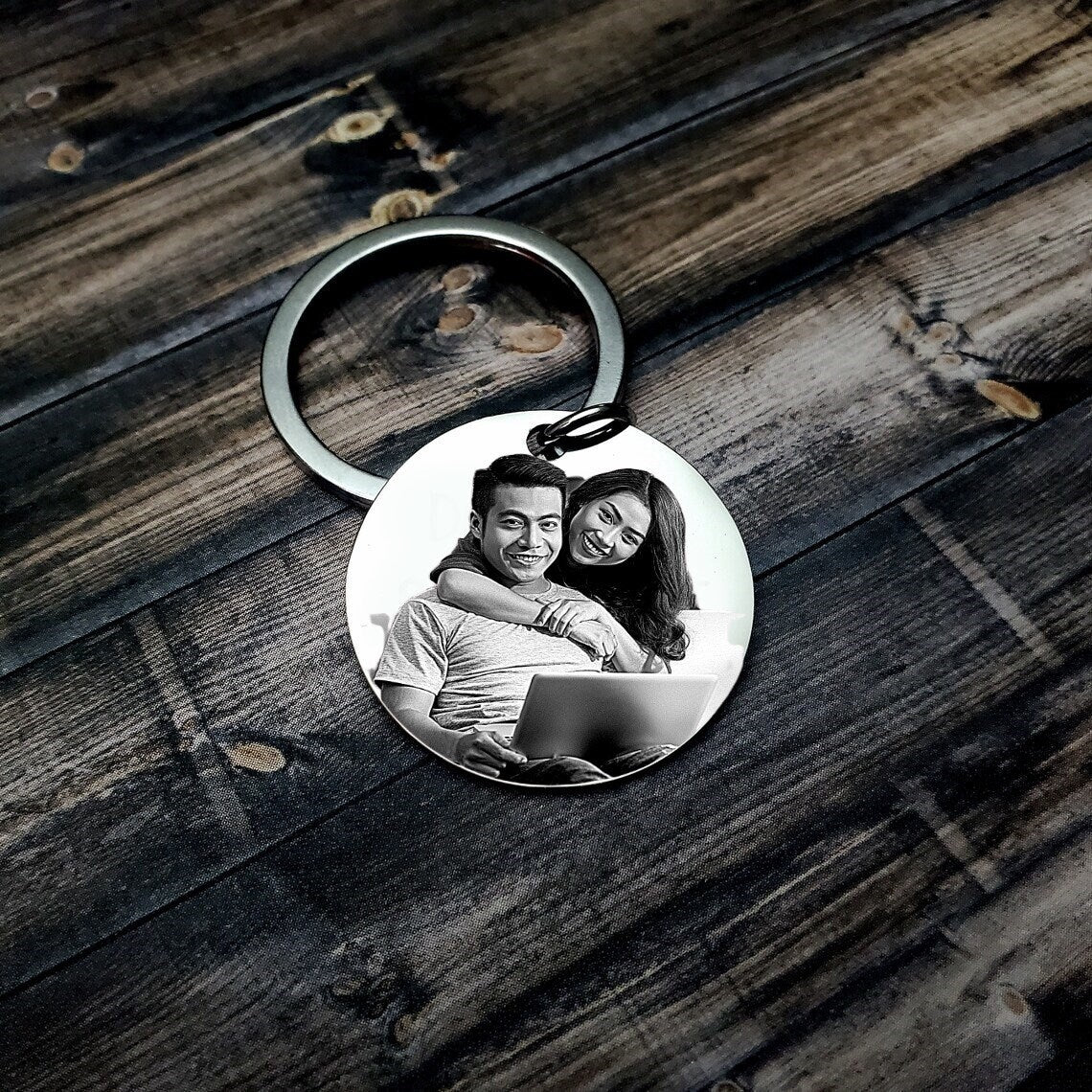Personalized Keychain With Your Own Custom Engraved Picture, Unique Personalized Keyring Gift Engraved With Real Picture, Photo Keyring Gift