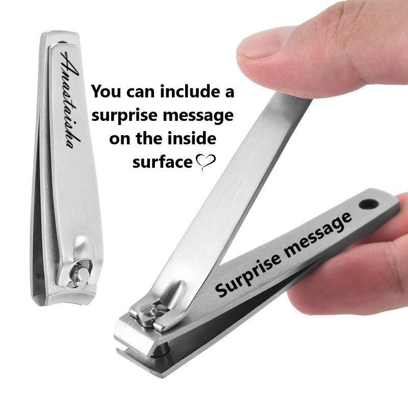 Custom Engraved Nail Clippers, Personalized Stainless Steel Nail Cutter for Grooming, Customizable Nail Clipper, Unique Gift for Men & Women