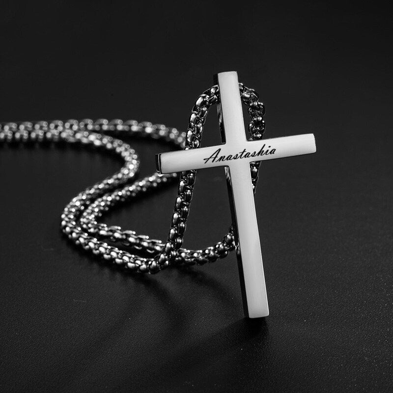 Custom Engraved Cross Necklace For Christening And Confirmation Gift For Girls And Boys, Personalized Cross For Baptism And Communion Gift