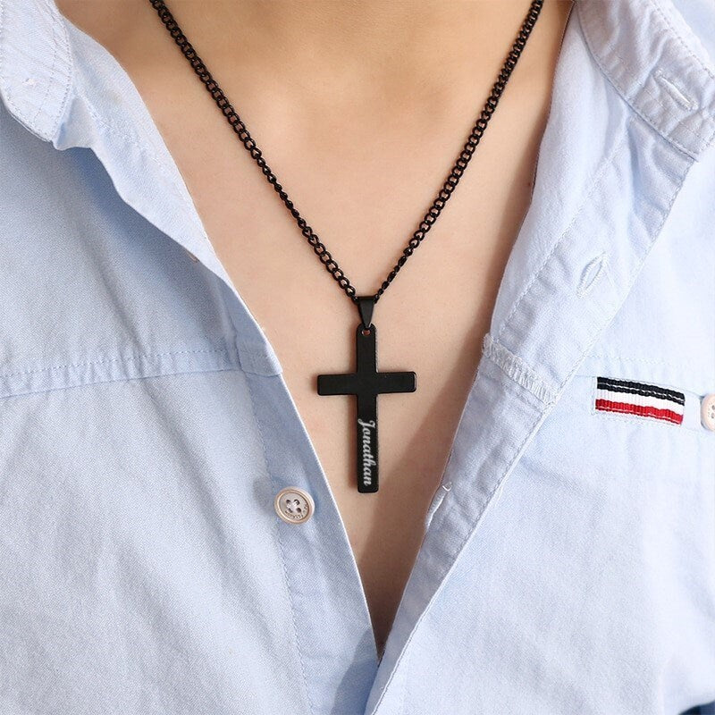 Custom Engraved Cross Necklace For Christening And Confirmation Gift For Girls And Boys, Personalized Cross For Baptism And Communion Gift