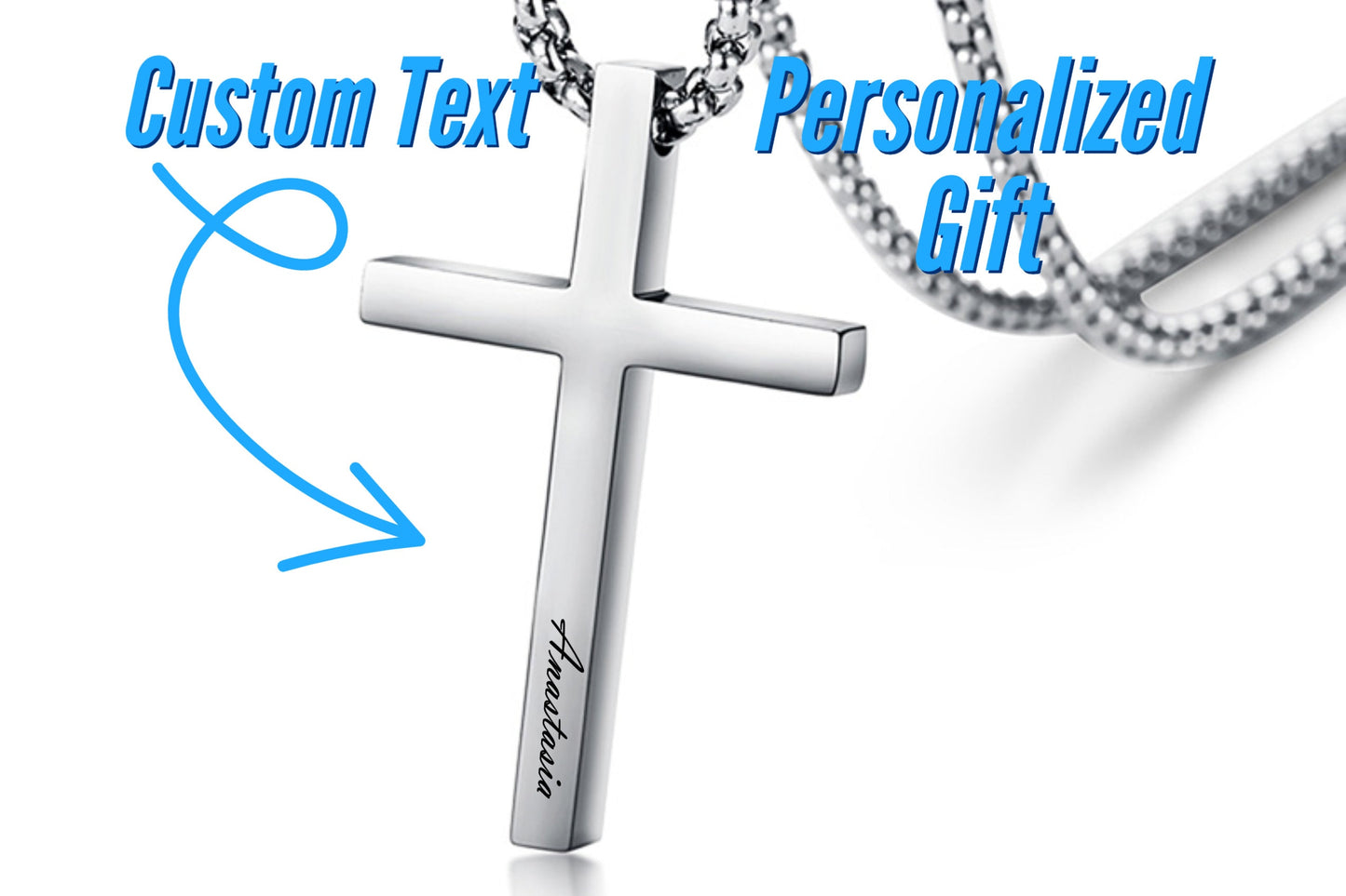 Custom Engraved Cross Necklace For Christening And Confirmation Gift For Girls And Boys, Personalized Cross For Baptism And Communion Gift
