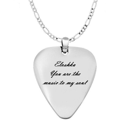 Engraved Guitar Pick Necklace Pendant, Personalized Music Gift For Guitarist, Custom Guitar Plectrum Necklace Gift for Husband Dad Boyfriend
