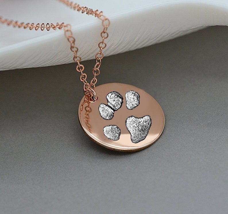 Dog Pawprint Keychain With Engraved Image, Real Pawprint Keychains, Dog Paw Print Key Chain with Personalized Portrait Image, Memorial Gift