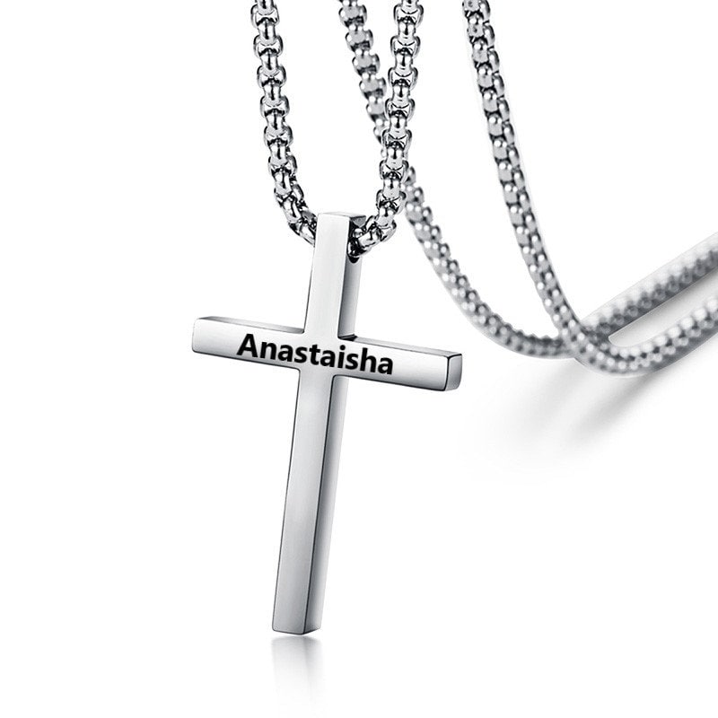 Custom Engraved Cross Necklace For Christening And Confirmation Gift For Girls And Boys, Personalized Cross For Baptism And Communion Gift