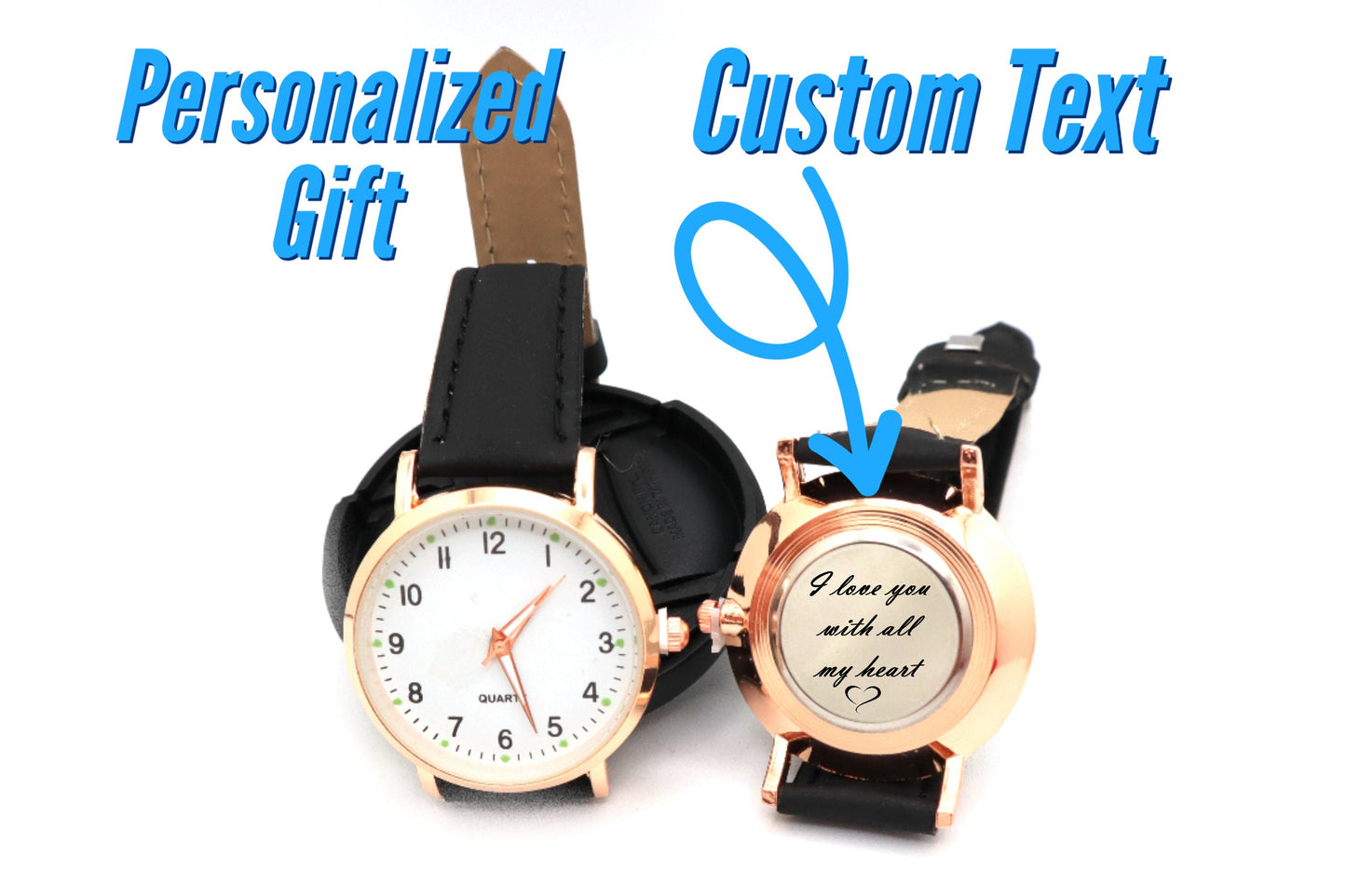 Custom Engraved Watches For Women With Personalized Dial - Unique Gift for Her, Birthday, Anniversary, Wedding, Graduation, Mother's Day Mom