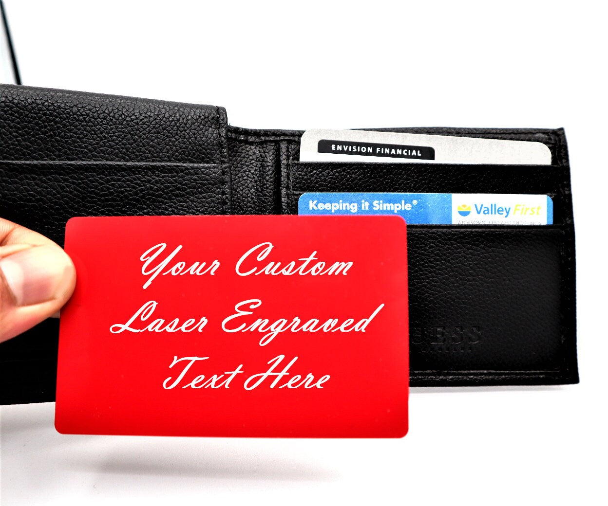 Personalized Metal Wallet Card Insert With Your Actual Handwriting | Custom Wallet Card Insert For Long Distance Gift Anniversary Gift