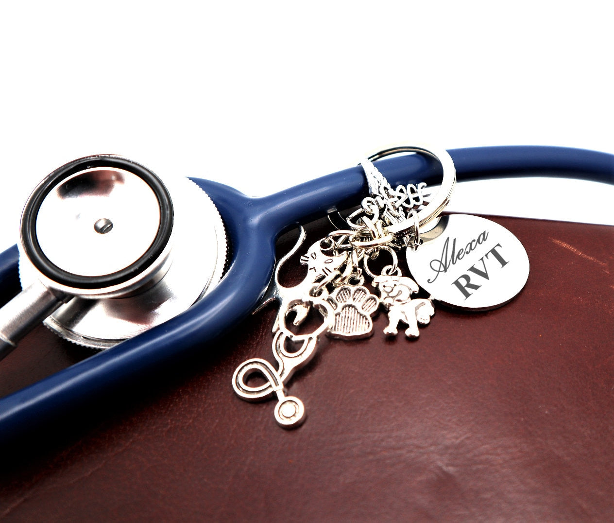 Personalized Gift For Nurse And Vet Tech - Custom Stethoscope ID Tag With Engraved Name And Message For Veterinary Nurse Appreciation Gift