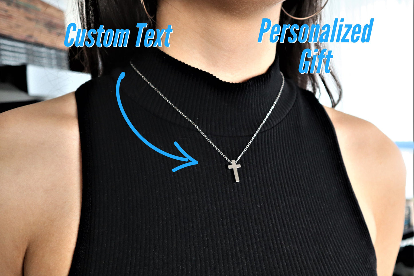 Personalized Cross Necklace With Custom Engraving For Women and Men, Custom Engraved Cross Necklace Christening Gift For Boys and Girls