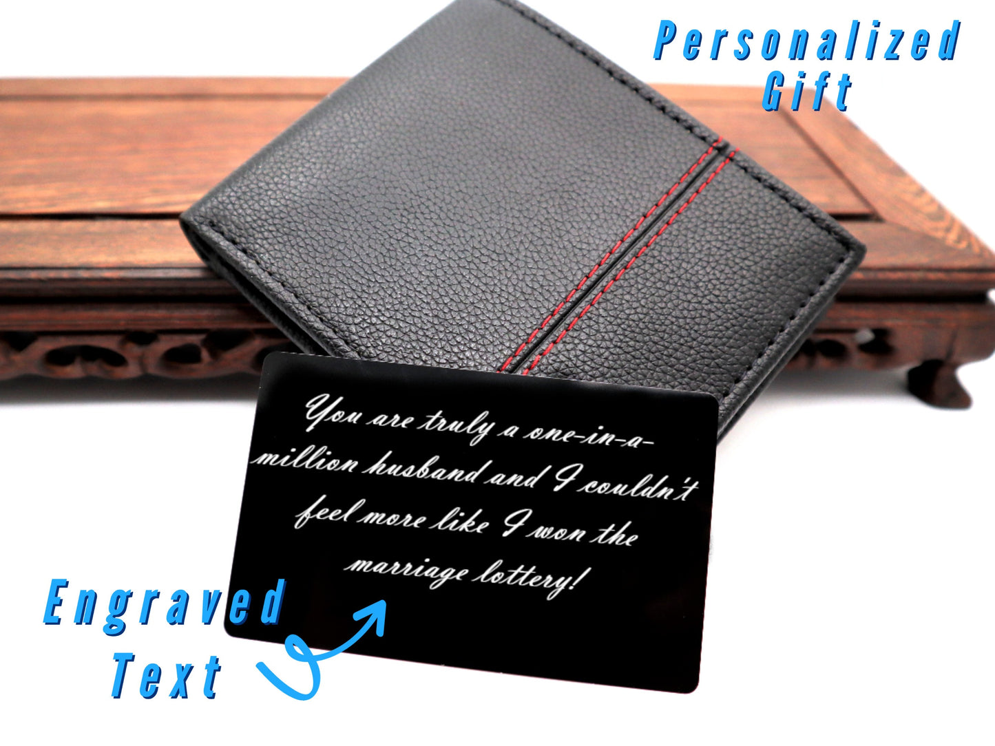 Personalized Metal Wallet Card Insert With Your Actual Handwriting | Custom Wallet Card Insert For Long Distance Gift Anniversary Gift
