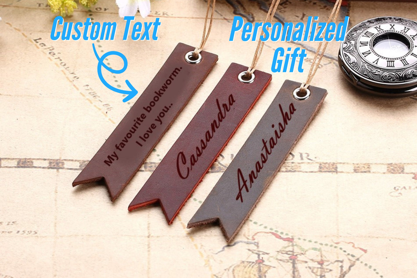 Personalized Leather Bookmark, Custom Engraved Bookmarks For Book Lovers And Bookworms, Hand Crafted Book Mark For Book Lover & Reading Gift