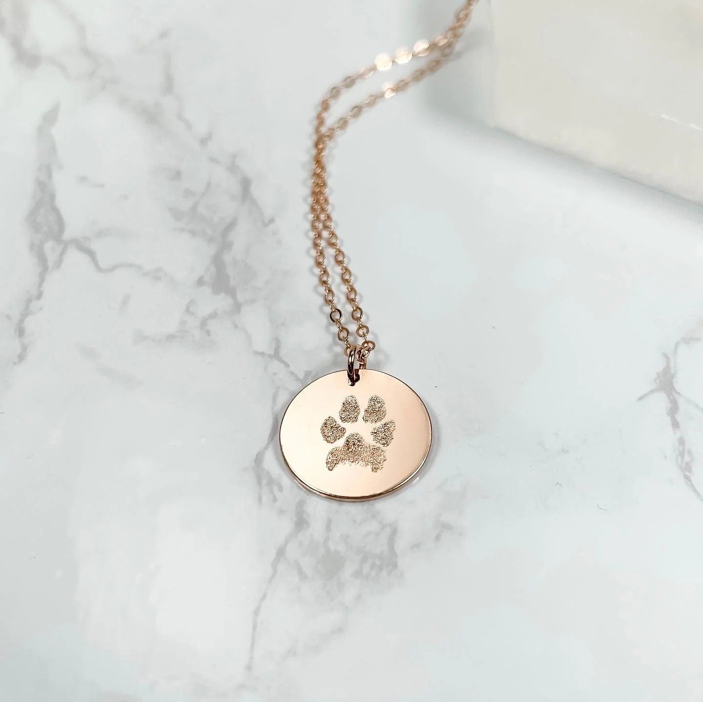Dog Pawprint Necklace Pendant With Engraved Image, Pet Memorial Real Pawprint Necklaces, Actual Dog Paw Print Pendant with Custom Pet Image