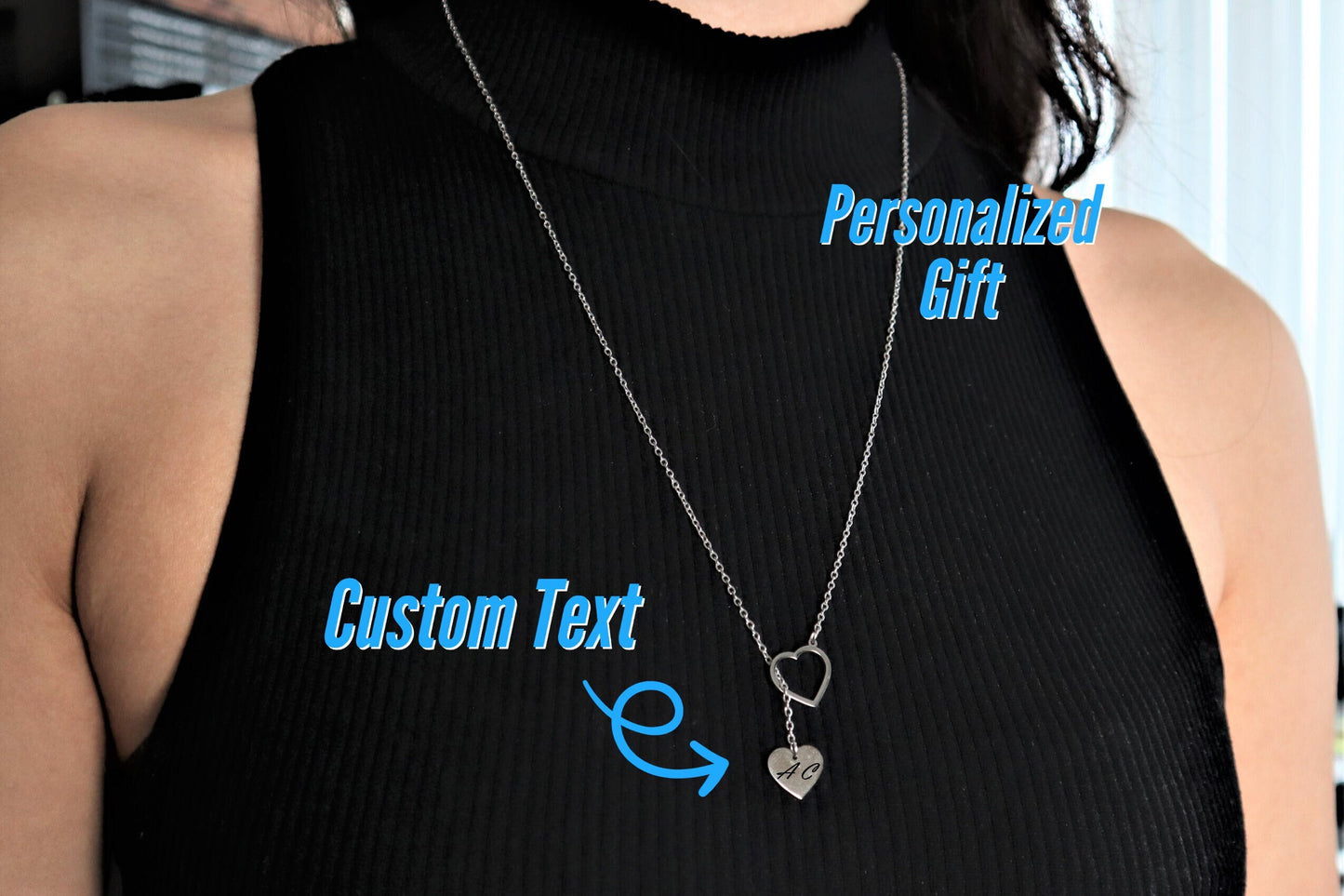 Personalized Small Heart Necklace For Valentine Gift For Her With With Engraved Name | Engraved Tiny Heart Necklace With A Heart Pendant