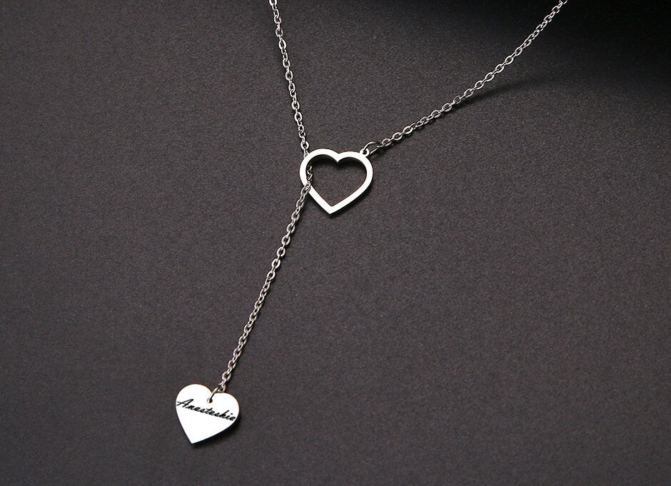 Personalized Small Heart Necklace For Valentine Gift For Her With With Engraved Name | Engraved Tiny Heart Necklace With A Heart Pendant