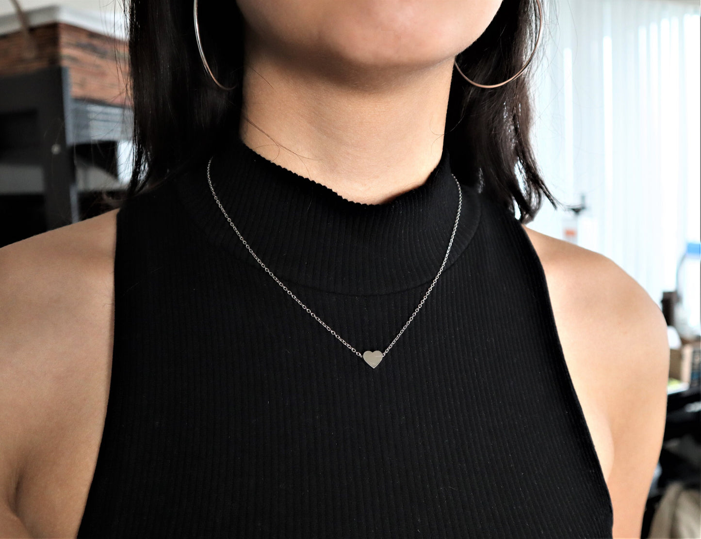 Personalized Small Heart Necklace For Valentine Gift For Her With With Engraved Name | Engraved Tiny Heart Necklace With A Heart Pendant