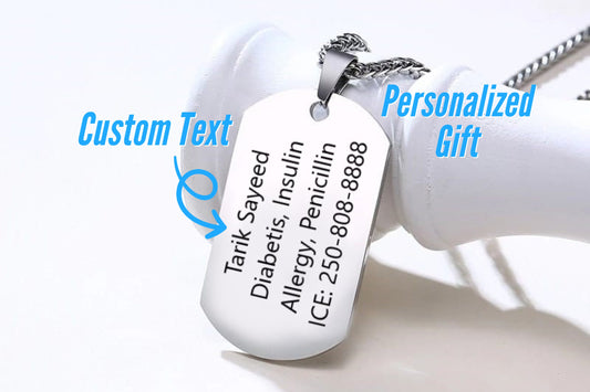 Custom Medical Alert Necklace For Autism, Dementia, Epilepsy, Diabetic, And Diabetis, Personalized Medical Jewelry Emergency ID Med Alert
