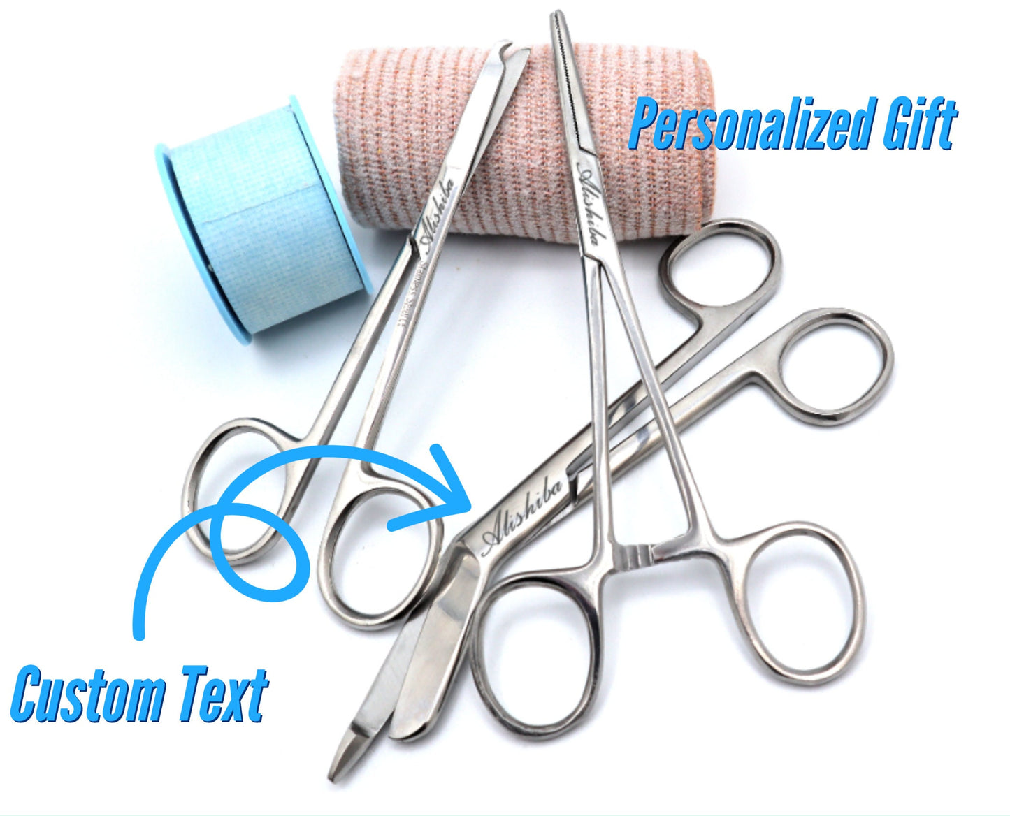 Personalized Gift Set For Nurses With Bandage Scissor, Hemostat, Suture Scissor | Nursing Students, Veterinary Vet Tech Stethoscope Nurse
