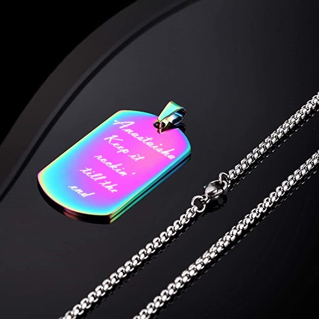 Engraved Dog Tag Necklace With Personalized Message, Custom Military Dog Tag Pendant For Boyfriend Birthday Gift, Custom Necklaces For Men