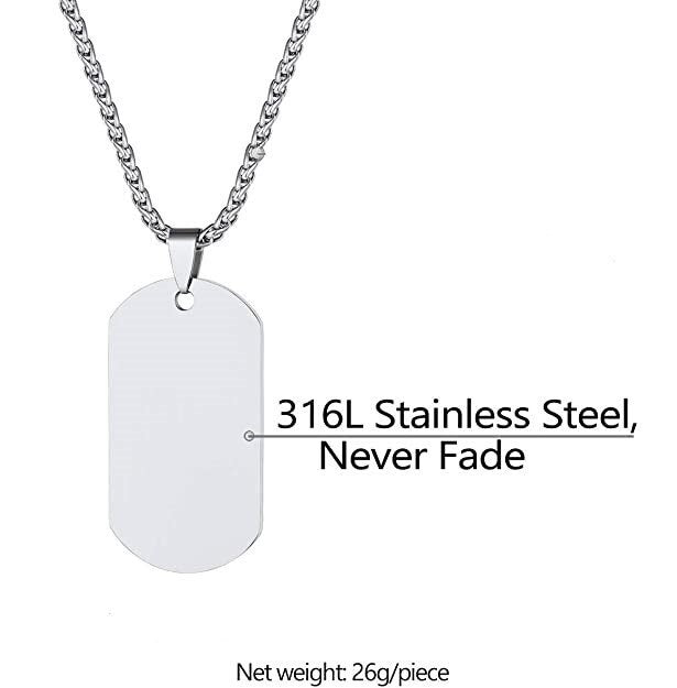 Engraved Dog Tag Necklace With Personalized Message, Custom Military Dog Tag Pendant For Boyfriend Birthday Gift, Custom Necklaces For Men