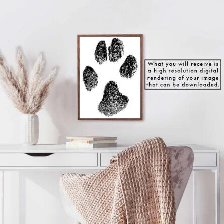Custom Pet Paw Print Image Rendering And Print Image Transfer Pad, Paw Print Editing & Personalized Memorial Rendering For Your Beloved Pet