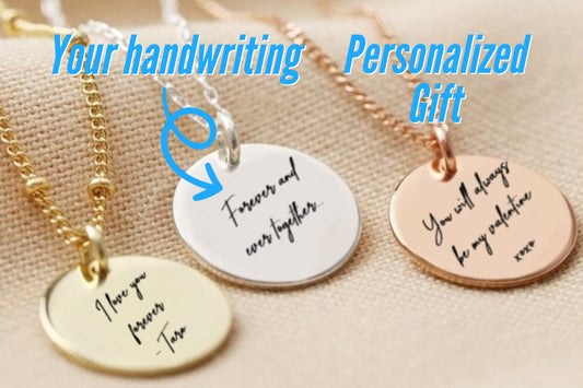 Actual Handwriting Necklace With Personalized Handwritten Message To Give As Valentine Gift For Her | Custom Engraved Jewellery Necklace Gift For Mom