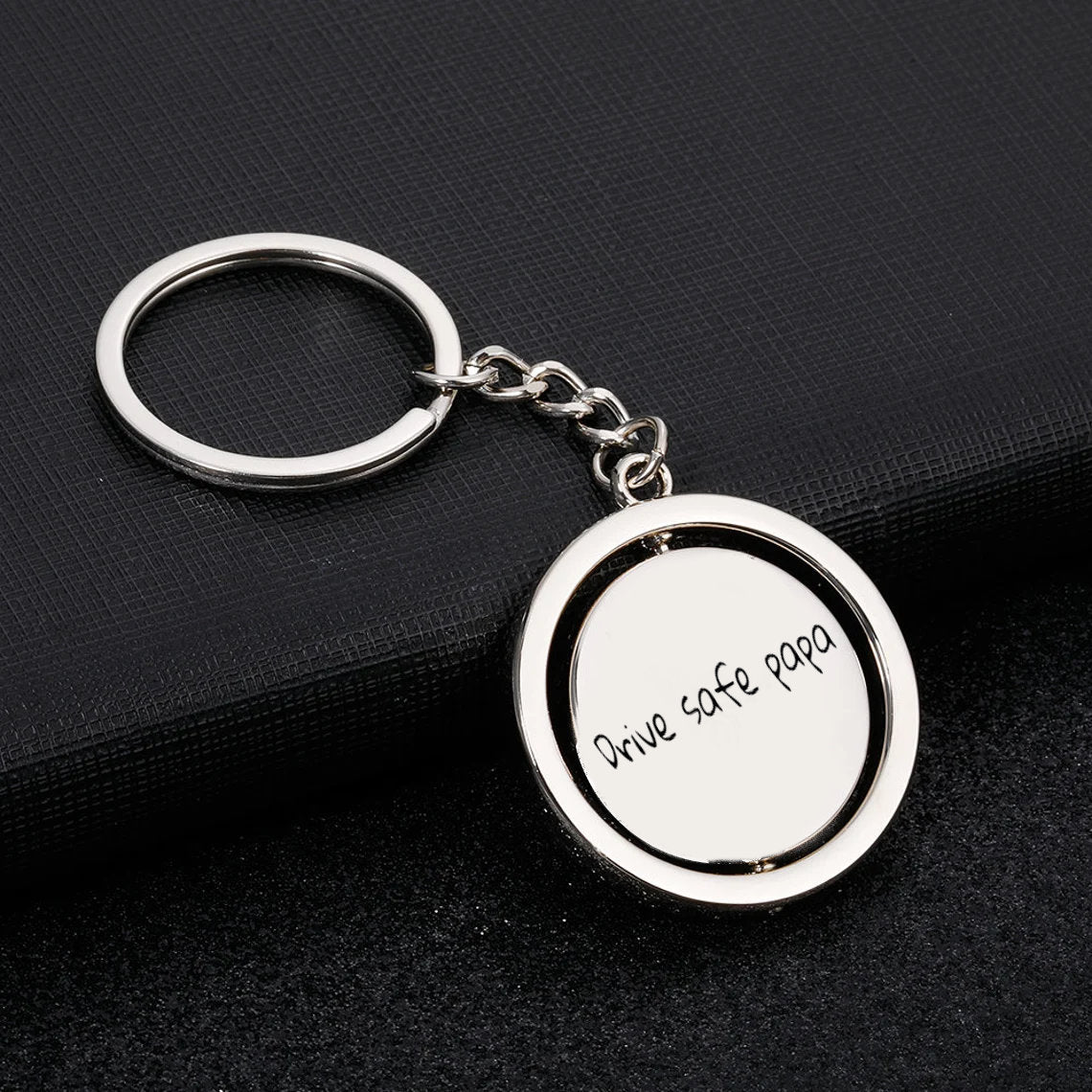 Custom Engraved Picture Potrait Keychain With Your Custom Message And Actual Handwriting Message | Personalized Memorial Keepsake Keychain