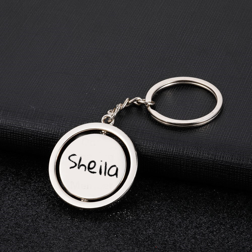 Custom Engraved Picture Potrait Keychain With Your Custom Message And Actual Handwriting Message | Personalized Memorial Keepsake Keychain