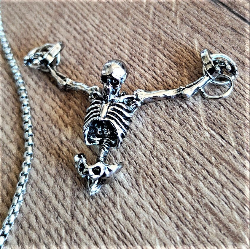 Skull Skeleton Necklace Pendant and Custom Snake Ring To Embrace Your Edgy Style | Goth Coffin Necklace & Gothic Vampire Coffin Earrings