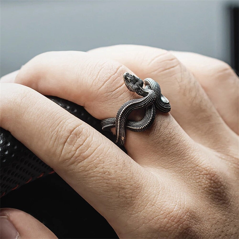Skull Skeleton Necklace Pendant and Custom Snake Ring To Embrace Your Edgy Style | Goth Coffin Necklace & Gothic Vampire Coffin Earrings