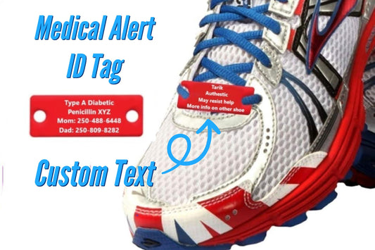 Custom Medical ID Shoe Tags, Medic Alert Personalized Tags For Autistic and Autism, In Case of Emergency ICE ID Tag, Emergency Shoelace Tag
