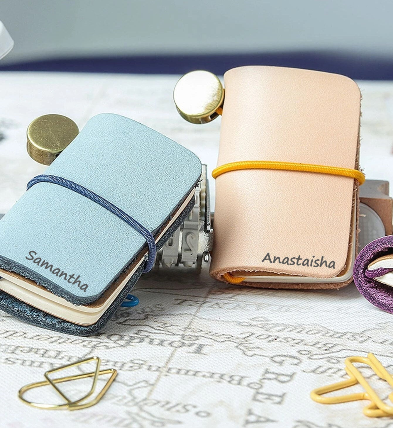Personalized Vintage Mini Leather Notebook With Your Name, Custom Tiny Leather Journal, Engraved Notebook Journal For Kids And Daughter