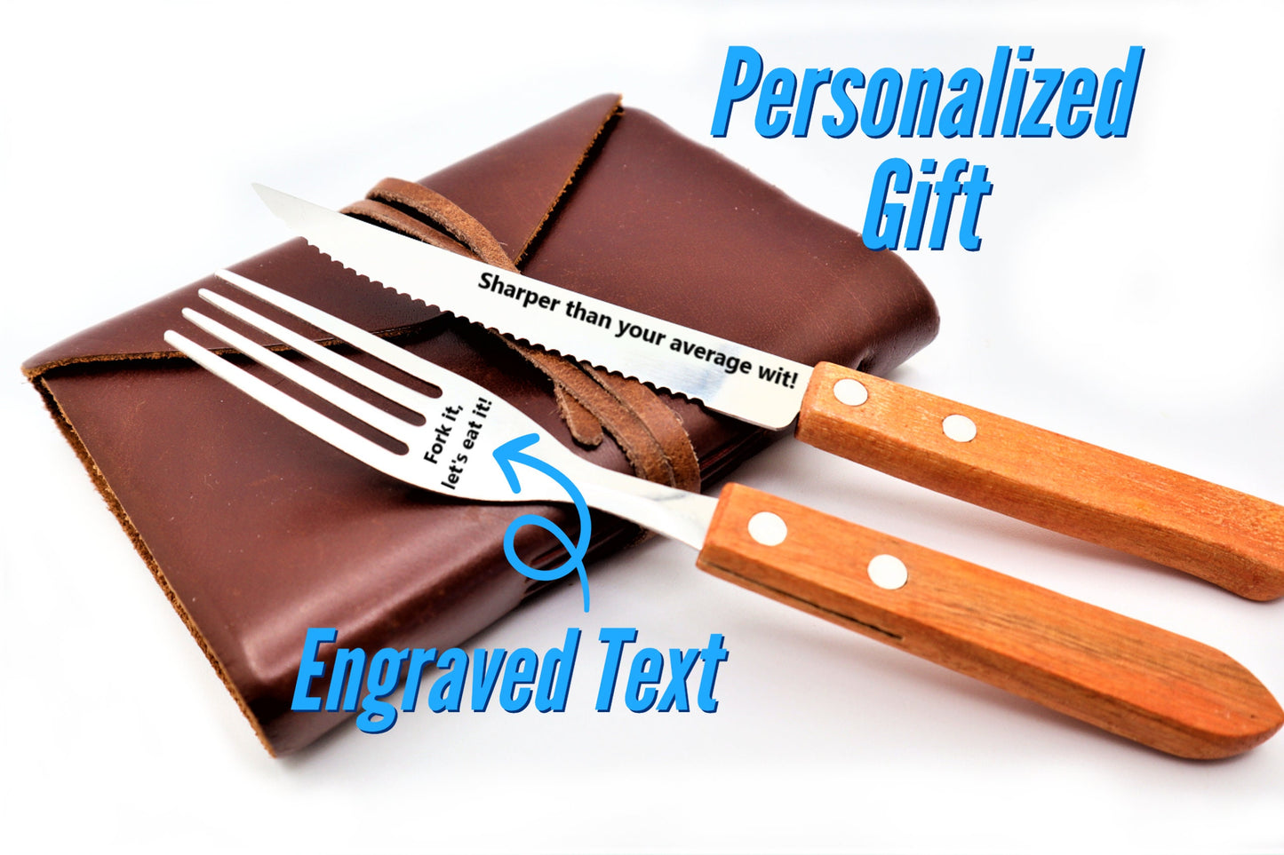 Personalized Steak Knife And Fork Cutlery Set, Customized Cutlery Set For Meat, Engraved Gourmet Steak Knive Set, Custom Steakhouse Utensils