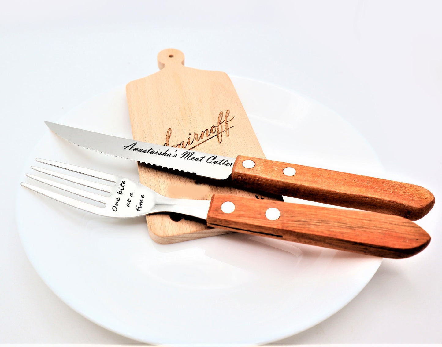 Personalized Steak Knife And Fork Cutlery Set, Customized Cutlery Set For Meat, Engraved Gourmet Steak Knive Set, Custom Steakhouse Utensils