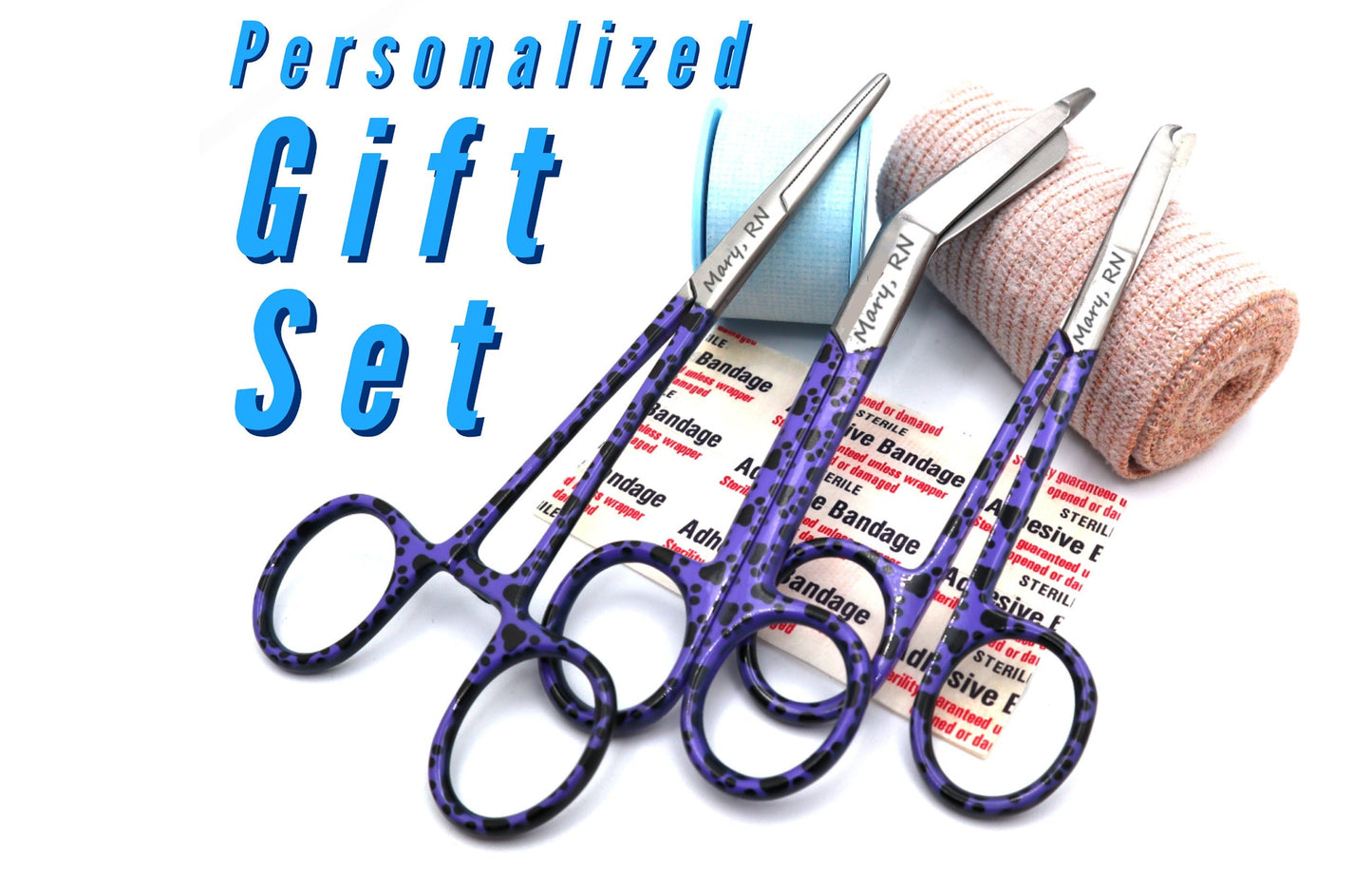Personalized Vet Tech Gift Set With Bandage Scissor, Hemostat, and Suture Scissor Paw Print | Nursing, Veterinary & Nurse Graduation Gifts