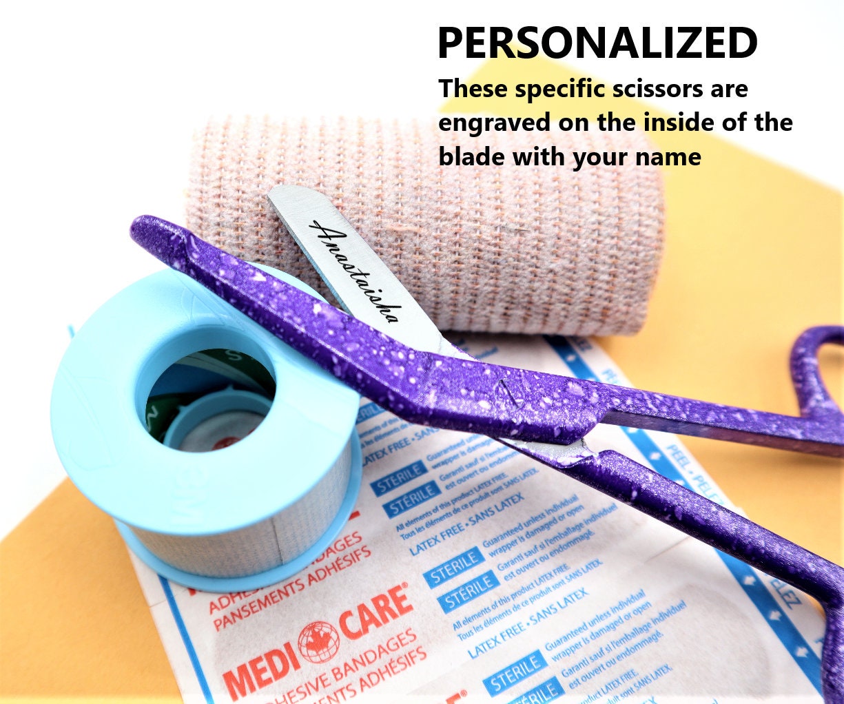 Engraved Bandage Scissors With Purple Coating And Made of Premium Grade Stainless Steel Ideal for Nurses, Vet Tech Week & Graduation Gift