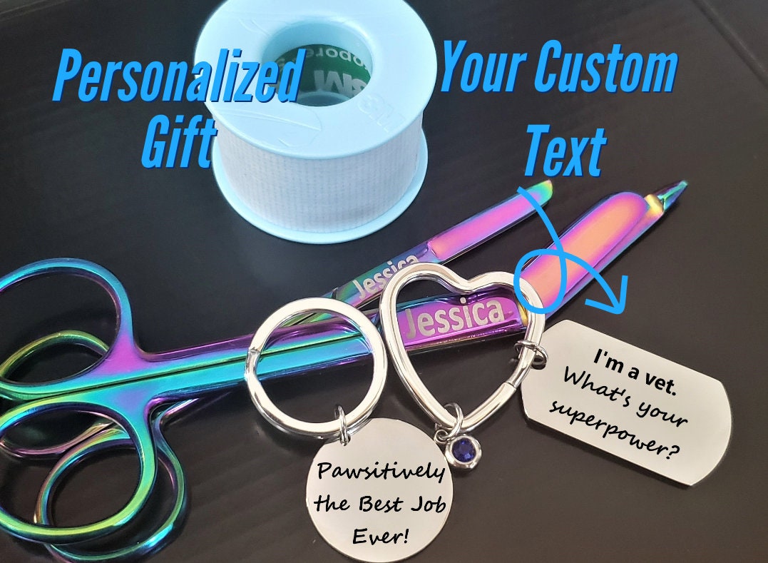 Personalized Nurse Keychain With Bandage Scissor For Vet Tech And Nurse Appreciation, Custom Gift Set For Veterininary And Nurse Graduation