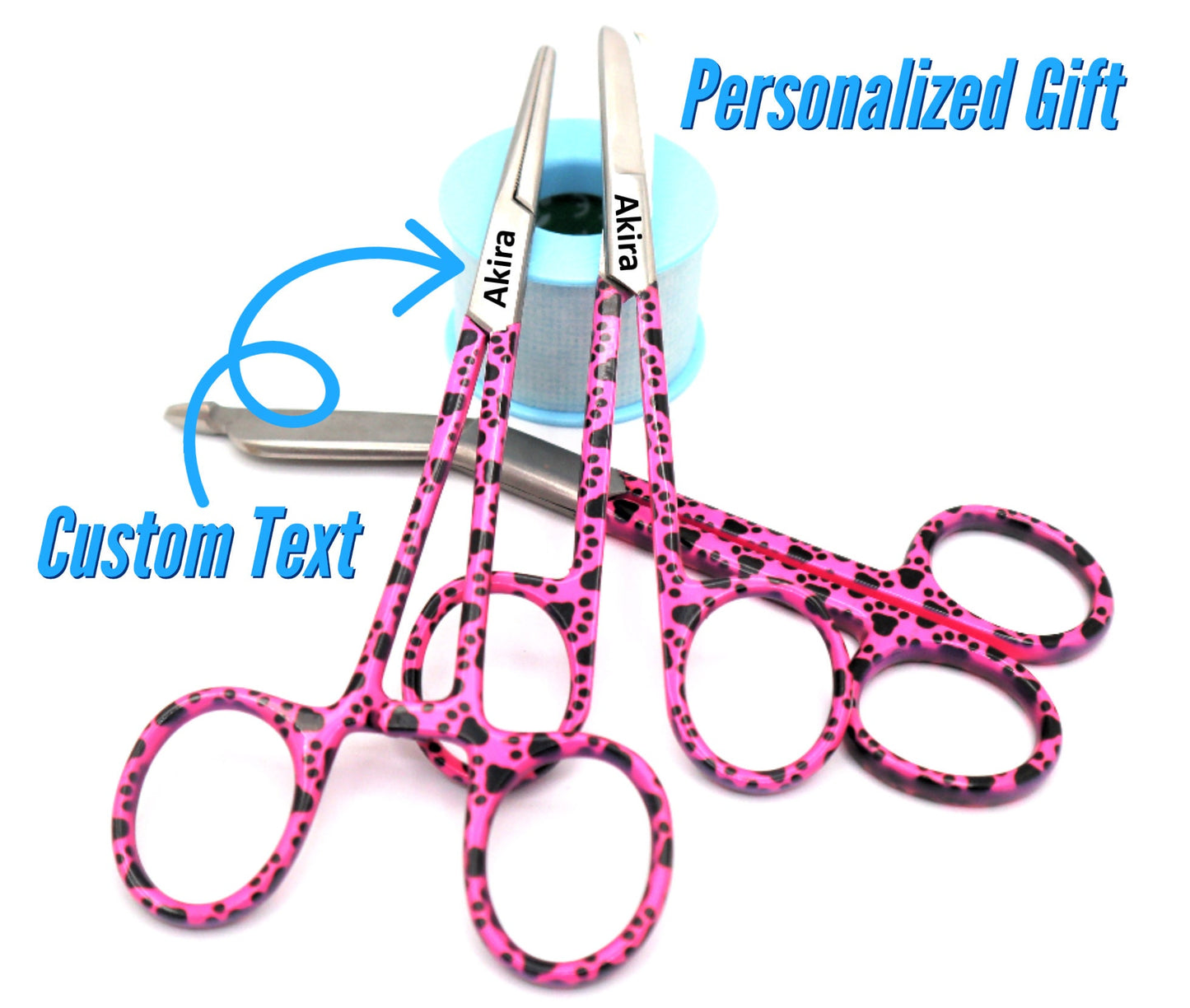 Personalized Vet Tech Gift Set With Bandage Scissor, Hemostat, and Suture Scissor Paw Print | Nursing, Veterinary & Nurse Graduation Gifts