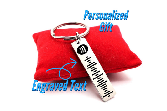 Personalized Spotify Keychain Music Gift, Spotify Keyring Custom Engraved For Music Lovers, Customized Spotify Music Playlist Keychain Gift
