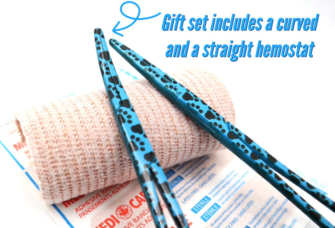 Engraved Vet Tech Gift Set For Nurses With A Bandage Scissor, Curved Hemostat, Straight Hemostat, and Suture Scissor | Nurse Graduation Gift