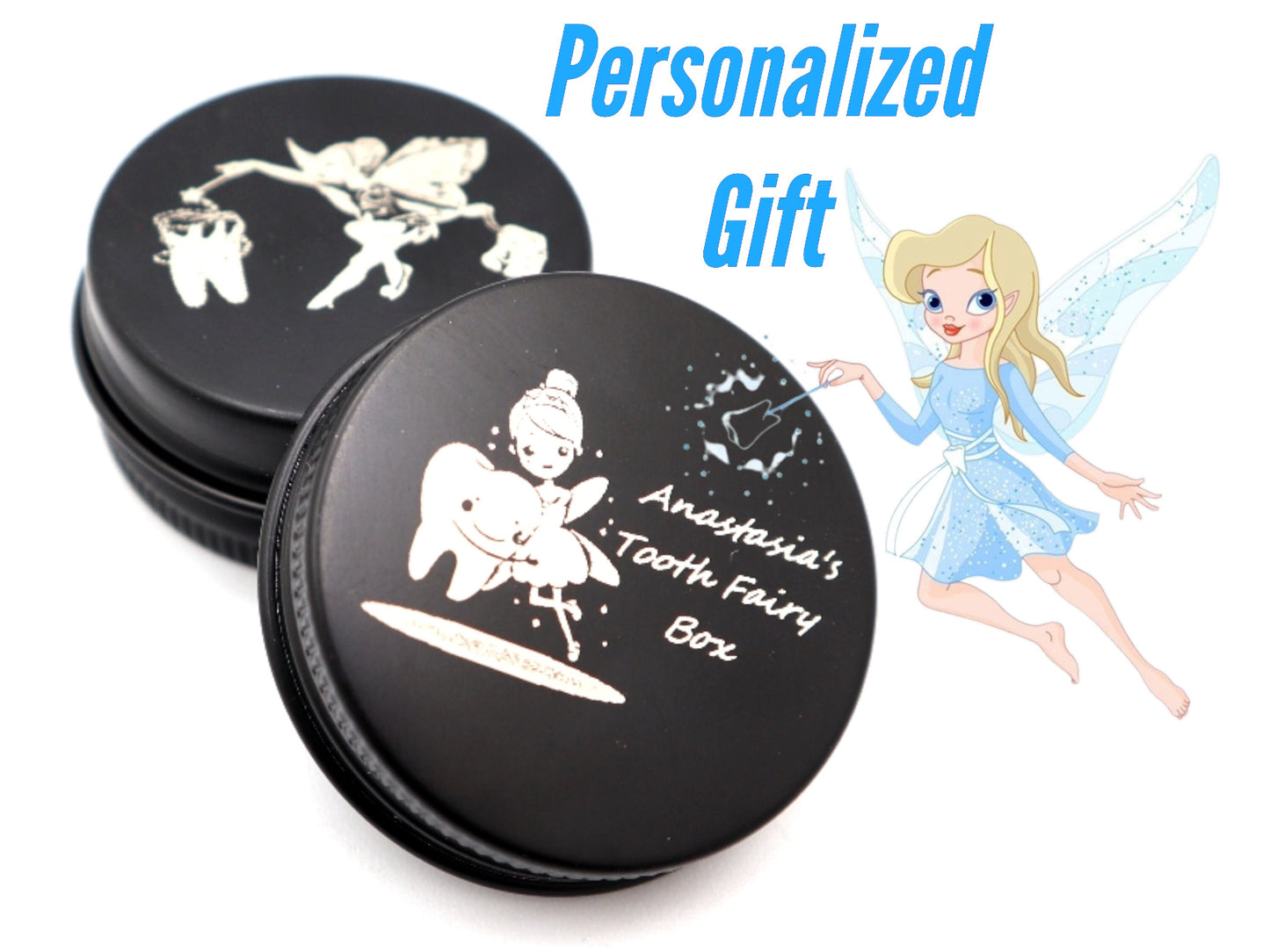 Personalized Tooth Fairy Tinker Tin Box With Your Custom Image And Text | Engraved Baby ToothFairy Box For Kids | Baby Tooth Keepsake Box