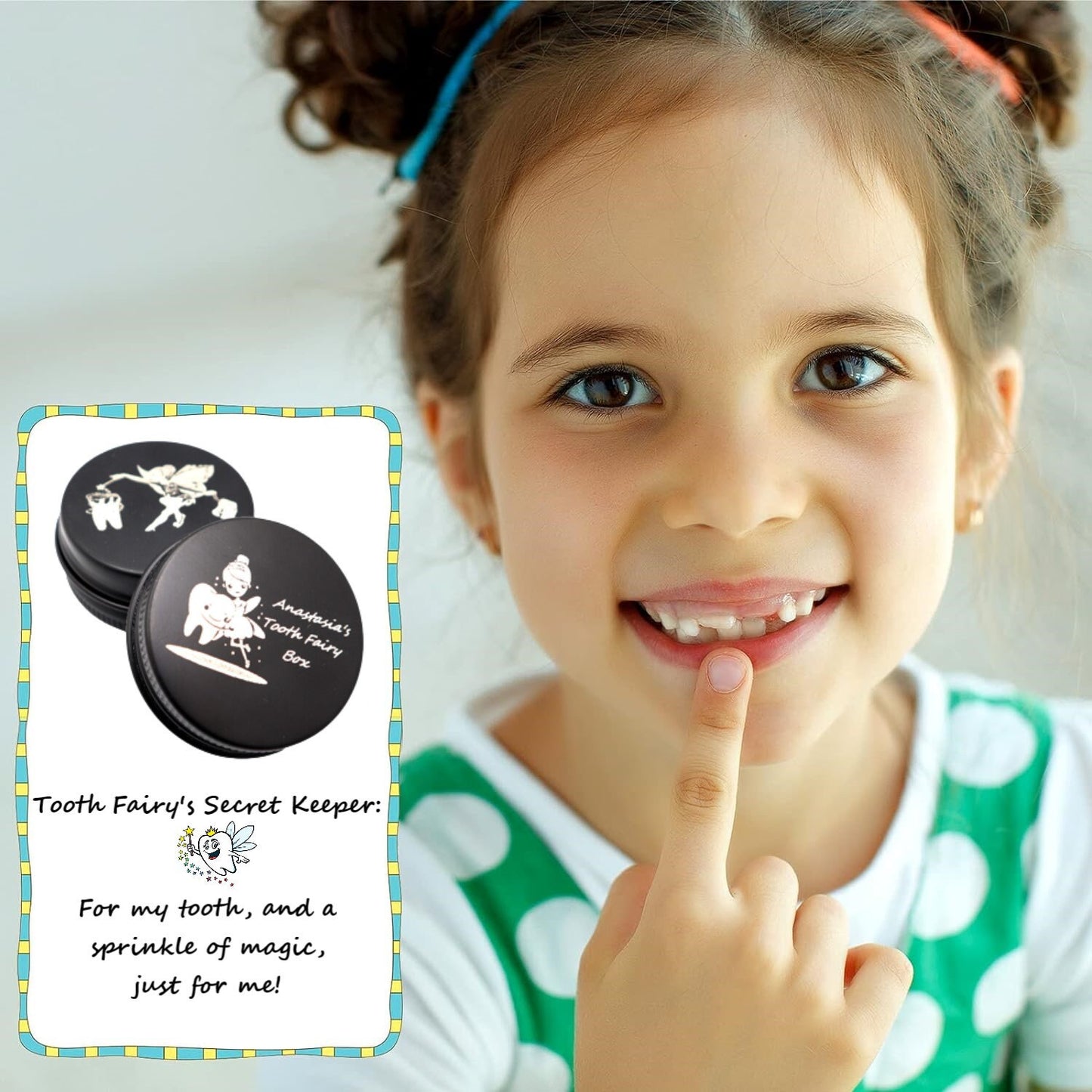Personalized Tooth Fairy Tinker Tin Box With Your Custom Image And Text | Engraved Baby ToothFairy Box For Kids | Baby Tooth Keepsake Box