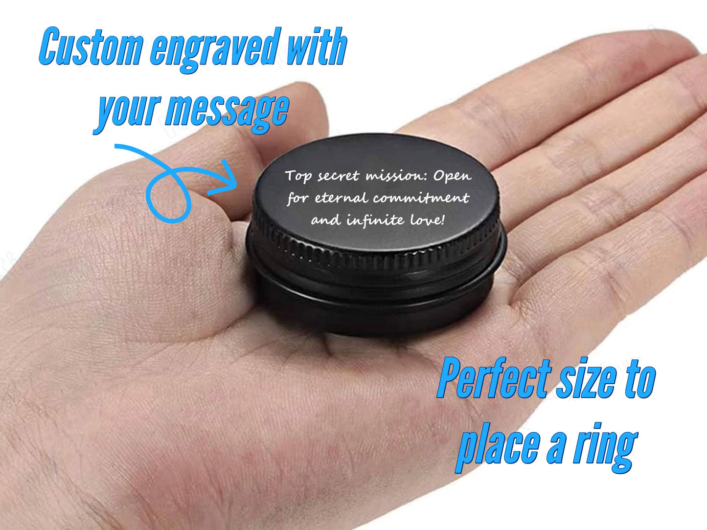Personalized Wedding Ring Holder With Engraved Image And Text | Custom Will You Marry Me Surprise Engagement Ring Box With Special Message