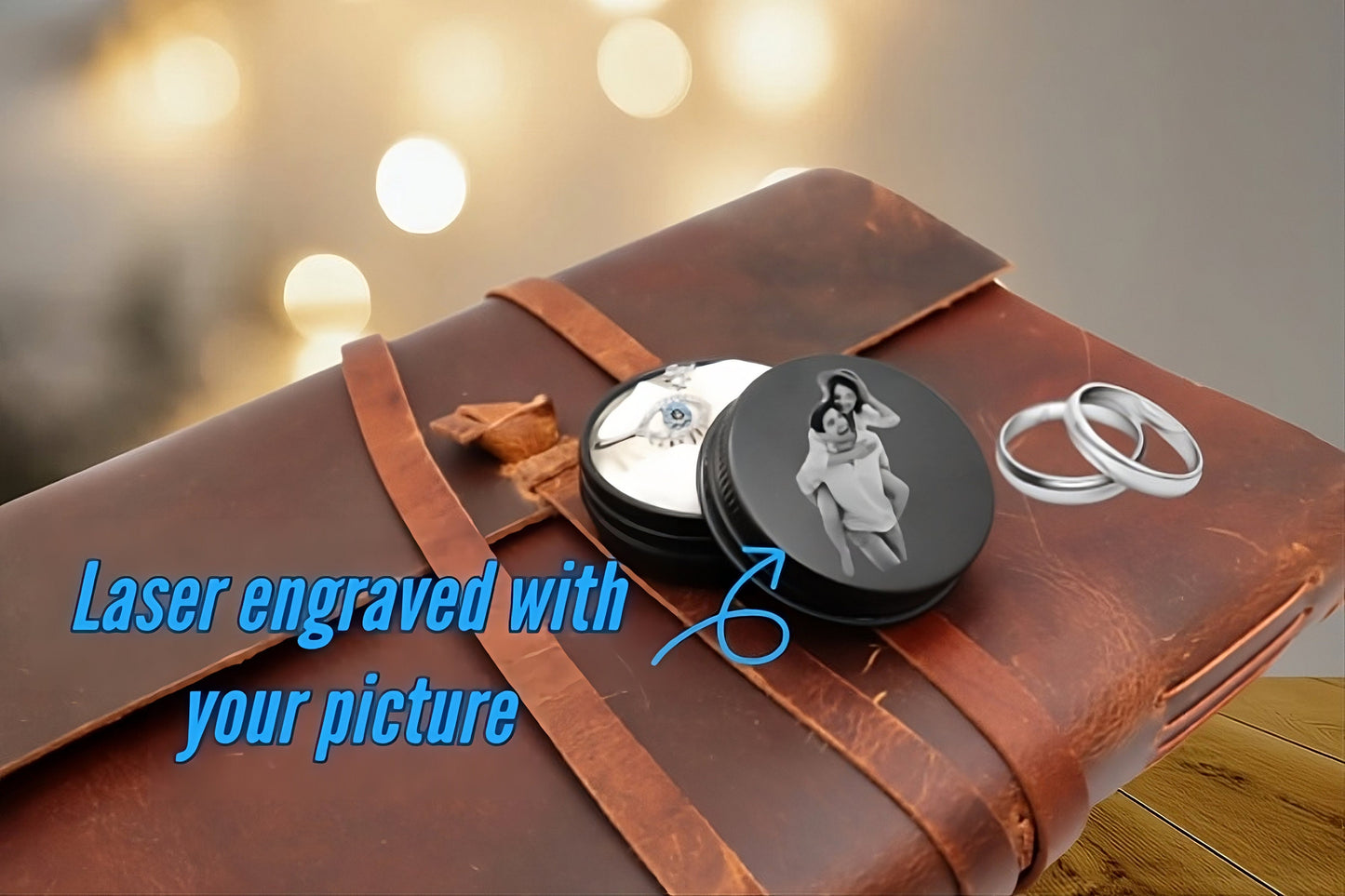 Personalized Wedding Ring Holder With Engraved Image And Text | Custom Will You Marry Me Surprise Engagement Ring Box With Special Message