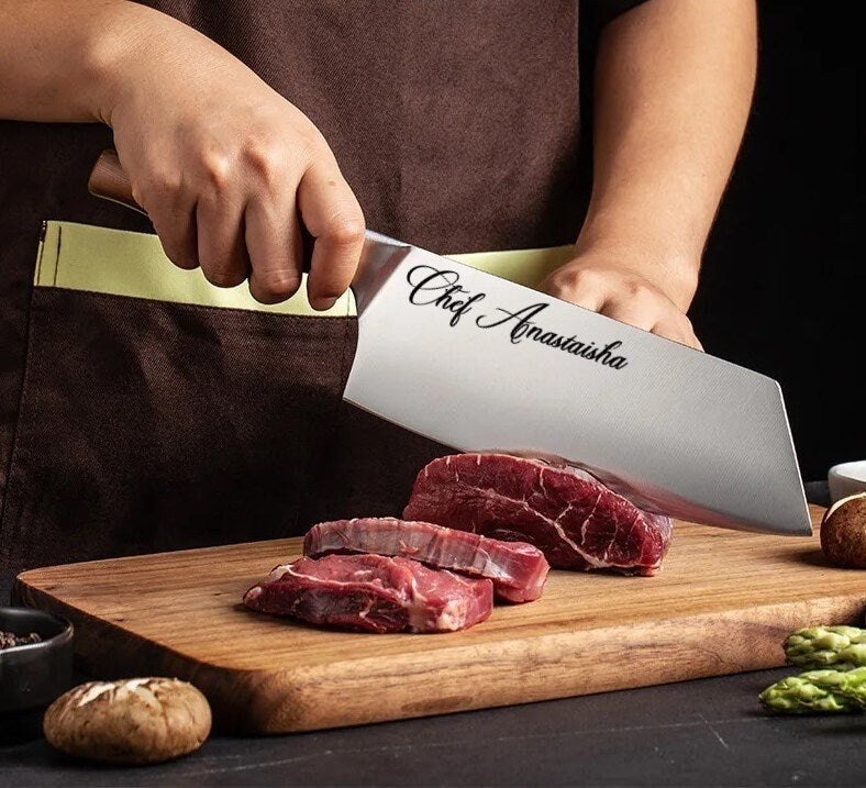 Cleaver Chef Knife Custom Engraved With Your Message, Personalized Chef's Knife For Housewarming And Culinary Gift, House Warming Gift Knive