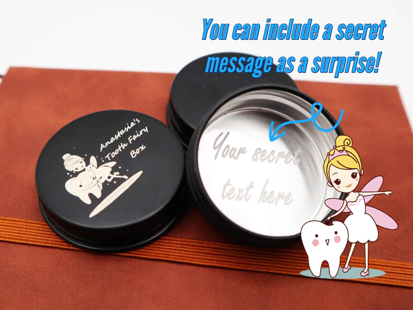 Personalized Tooth Fairy Tinker Tin Box With Your Custom Image And Text | Engraved Baby ToothFairy Box For Kids | Baby Tooth Keepsake Box