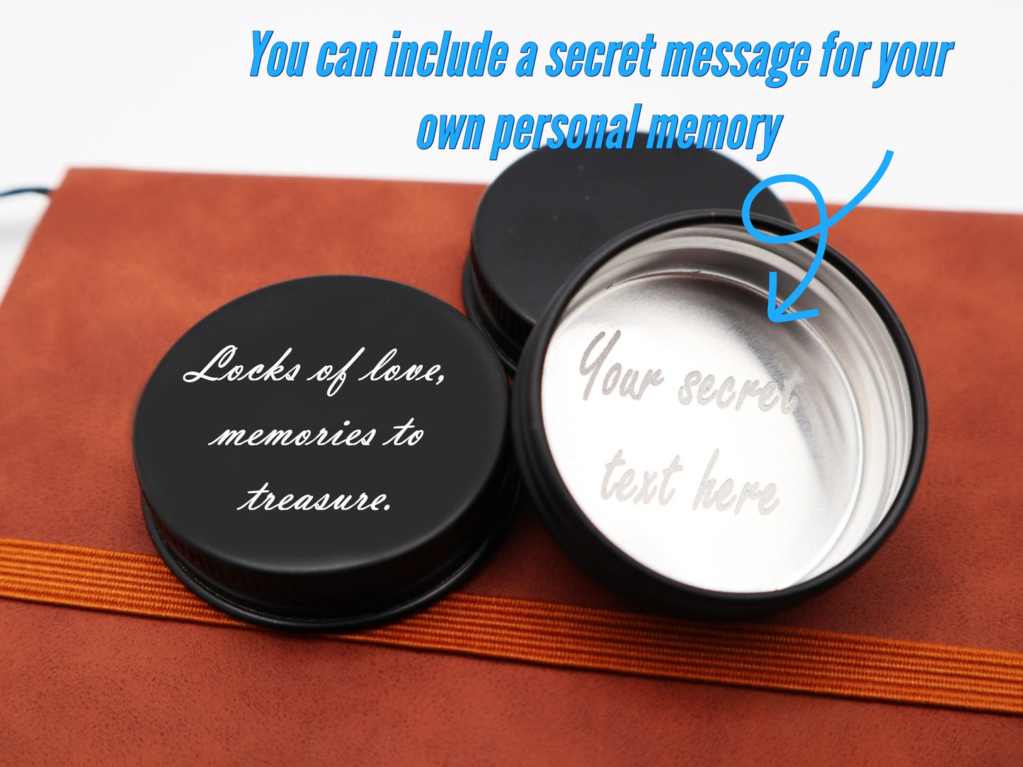 Personalized Memorial Lock Of Hair Keepsake Tin Box With Engraved Custom Image And Text | Engraved Memorial Tin Box Container For Pet Hair