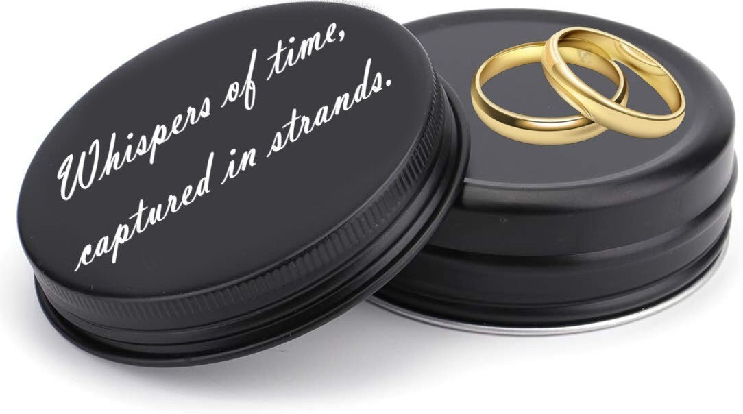 Personalized Memorial Lock Of Hair Keepsake Tin Box With Engraved Custom Image And Text | Engraved Memorial Tin Box Container For Pet Hair